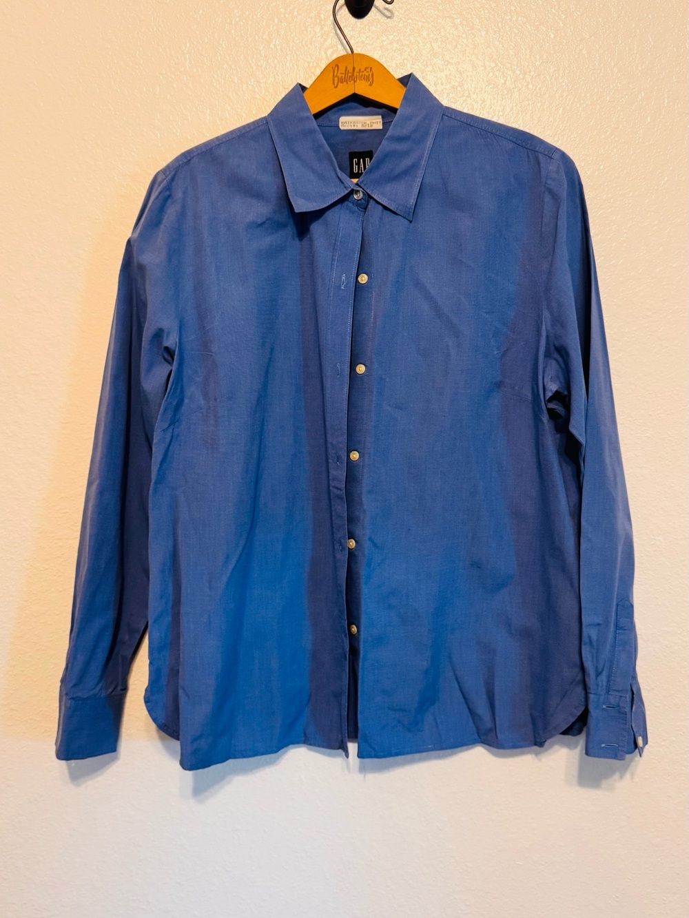 GAP Women's Blue Cotton Long Sleeve Button Down Shirt size L